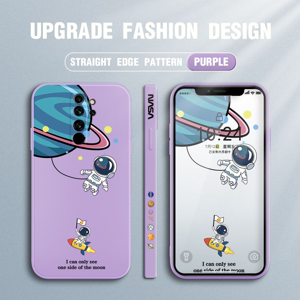 FHKL for Redmi Note 8 Pro Back Cover Cartoon Astronaut Side design Soft Case Multicolor Liquid Silicone Phone Cases