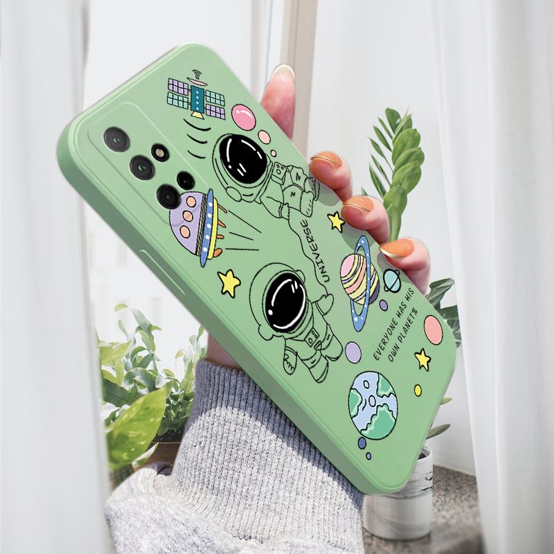AMORVOR for Honor 30S Back Cover Cartoon Cute Astronaut Side design Soft Case Liquid Silicone Phone Cases