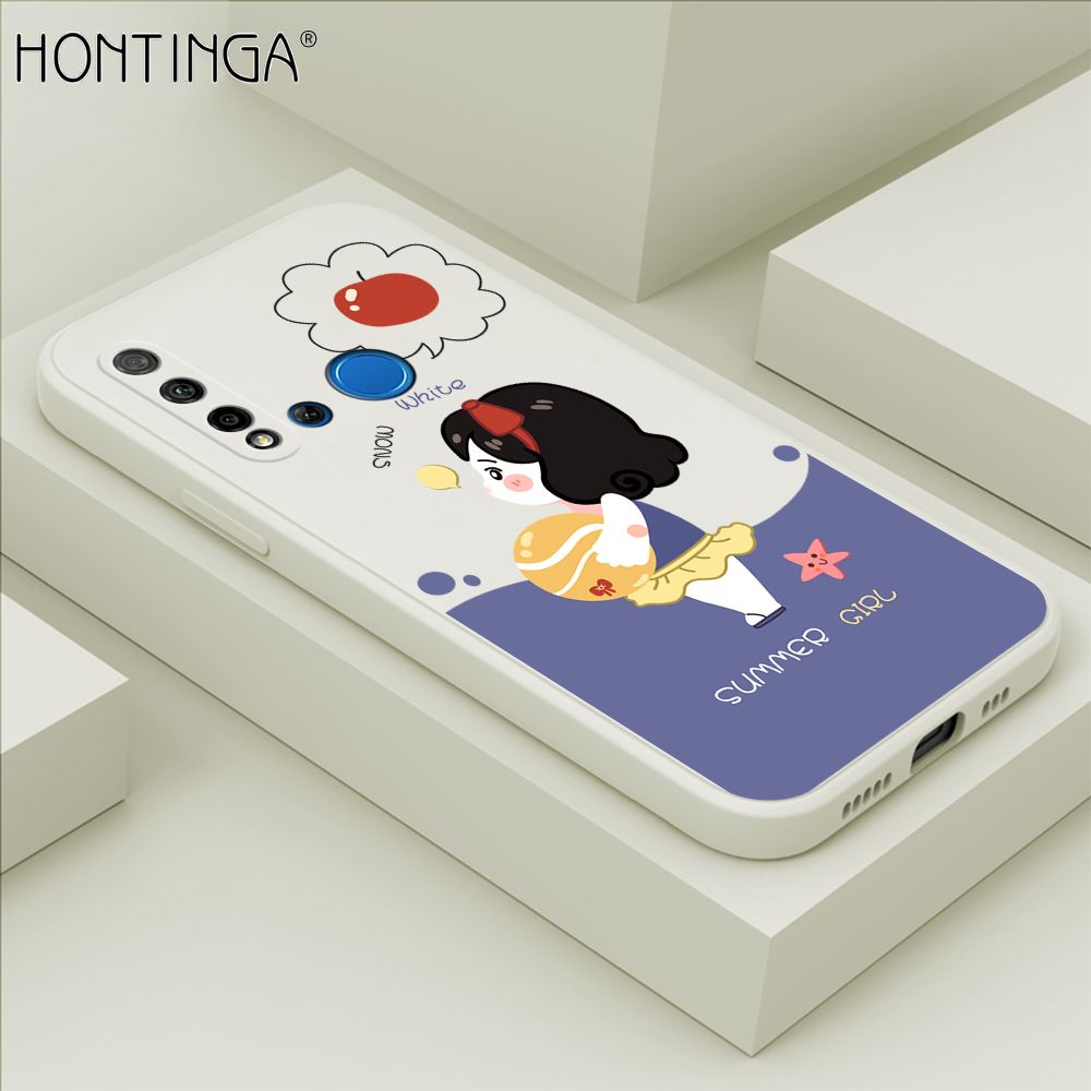 Hontinga for Huawei Nova 5i Case Cute Cartoon Girl Phone Case Phone Case Soft Square Edge Silicone Cases Full Lens Cover Shockproof Protection Cover