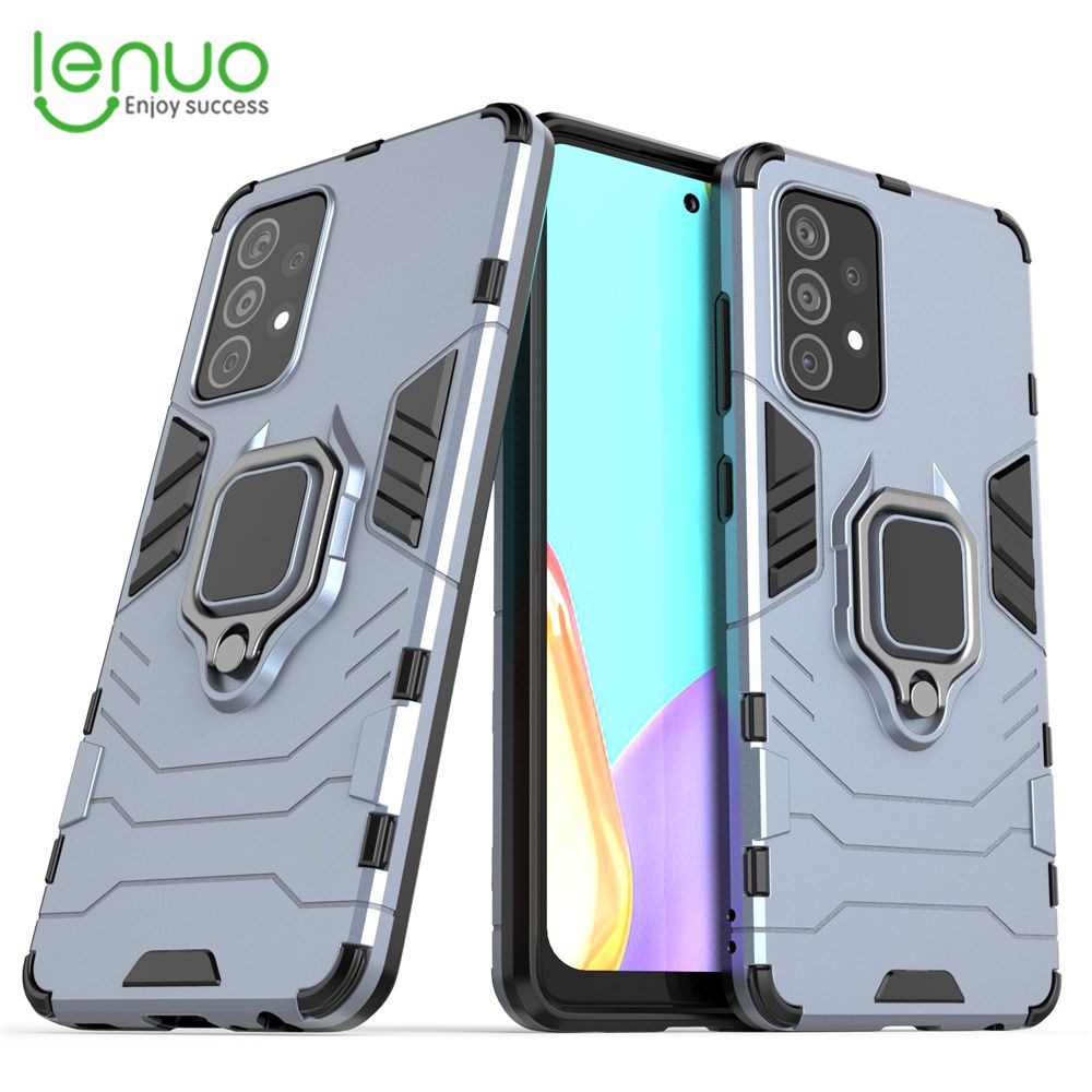 Lenuo Phone Case for Samsung Galaxy A52 / A52s Silicone PC Metal Ring Holder Cover