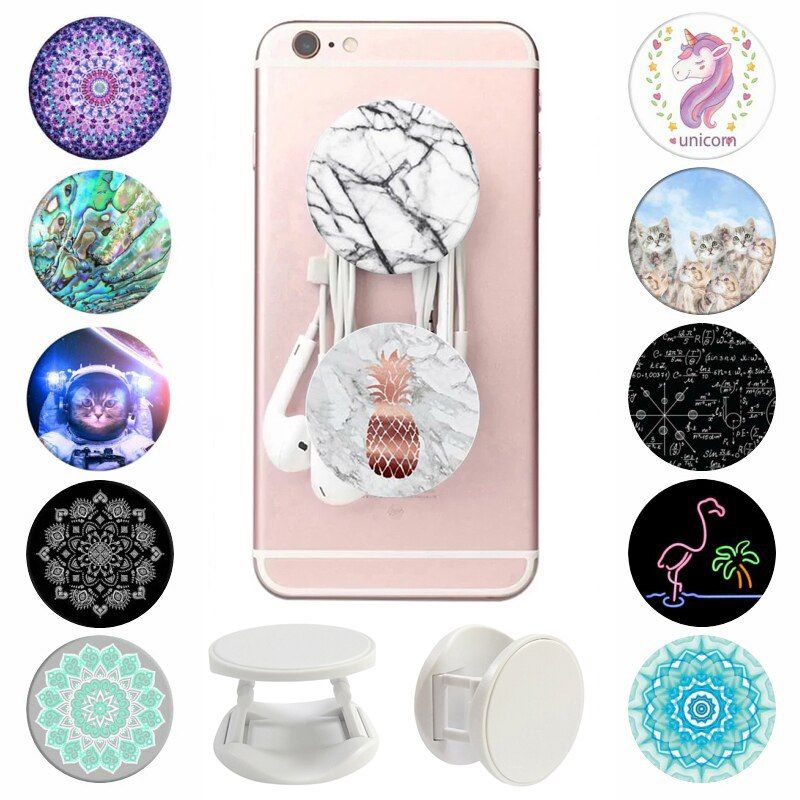 DIY Universal Mandala попсокет For Mobile Phones Round Phone Holder Pocket Socket Finger Ring Elastic Expanding Stand and Grip