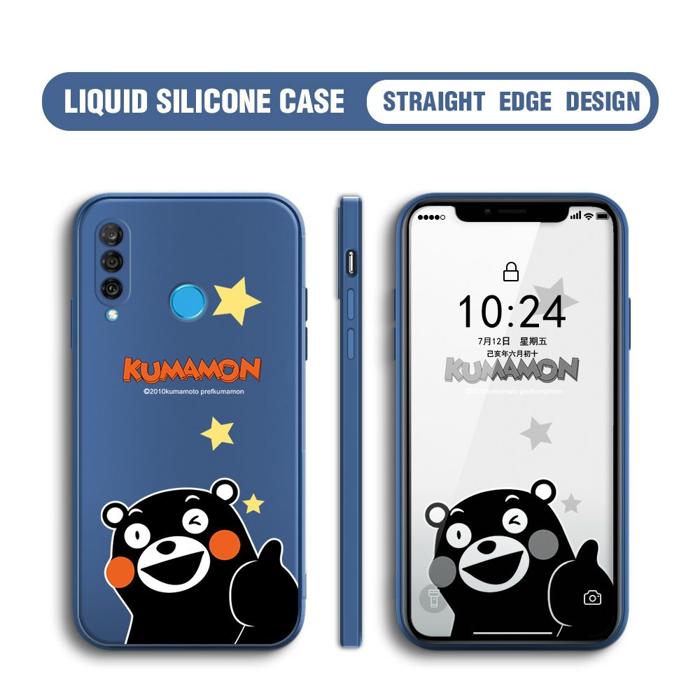 BILI for Huawei P30 Lite / Nova 4E Back Cover Black Bear Multicolor Liquid Silicone Phone Case Soft Square Lens Protection Phone Cases