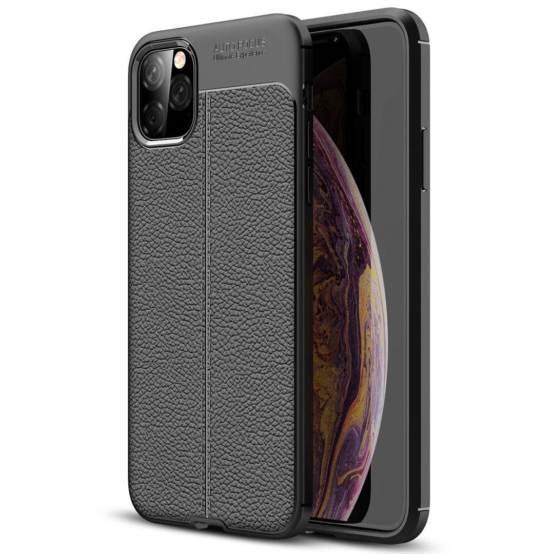 For Apple iPhone 11 Pro Litchi Skin Anti-slip Resilient TPU Armor Ultimate Protection Case Cover