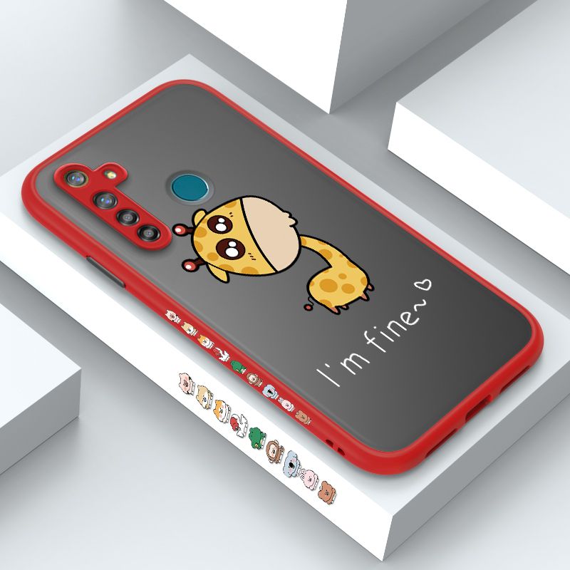 ZeroQiQi for Realme 5 Pro Case Cute Funny Giraffe Side Printing Cover Frosted Ultra Thin Protective Anti Fall Phone Case