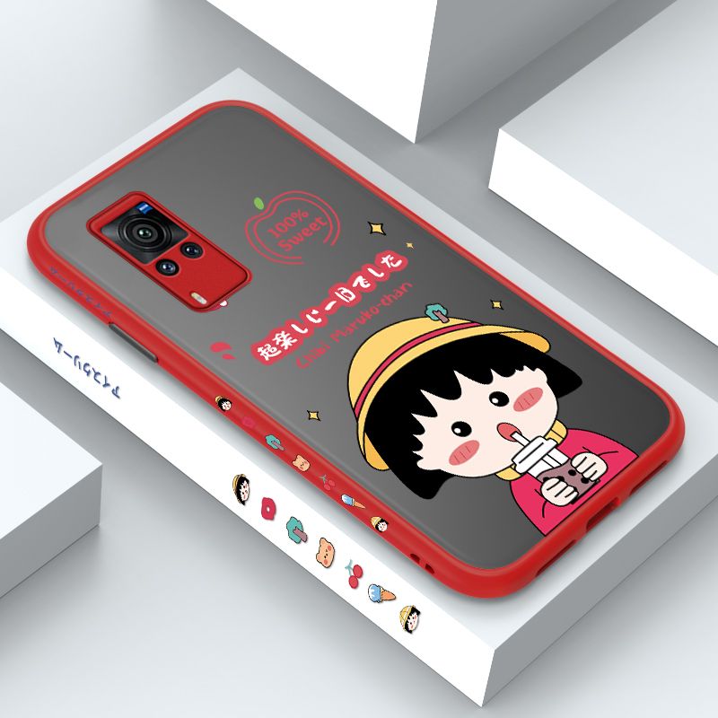 ZeroQiQi for Vivo X60 Pro Case Chibi Maruko Side Printing Cover Frosted Ultra Thin Protective Anti Fall Phone Case