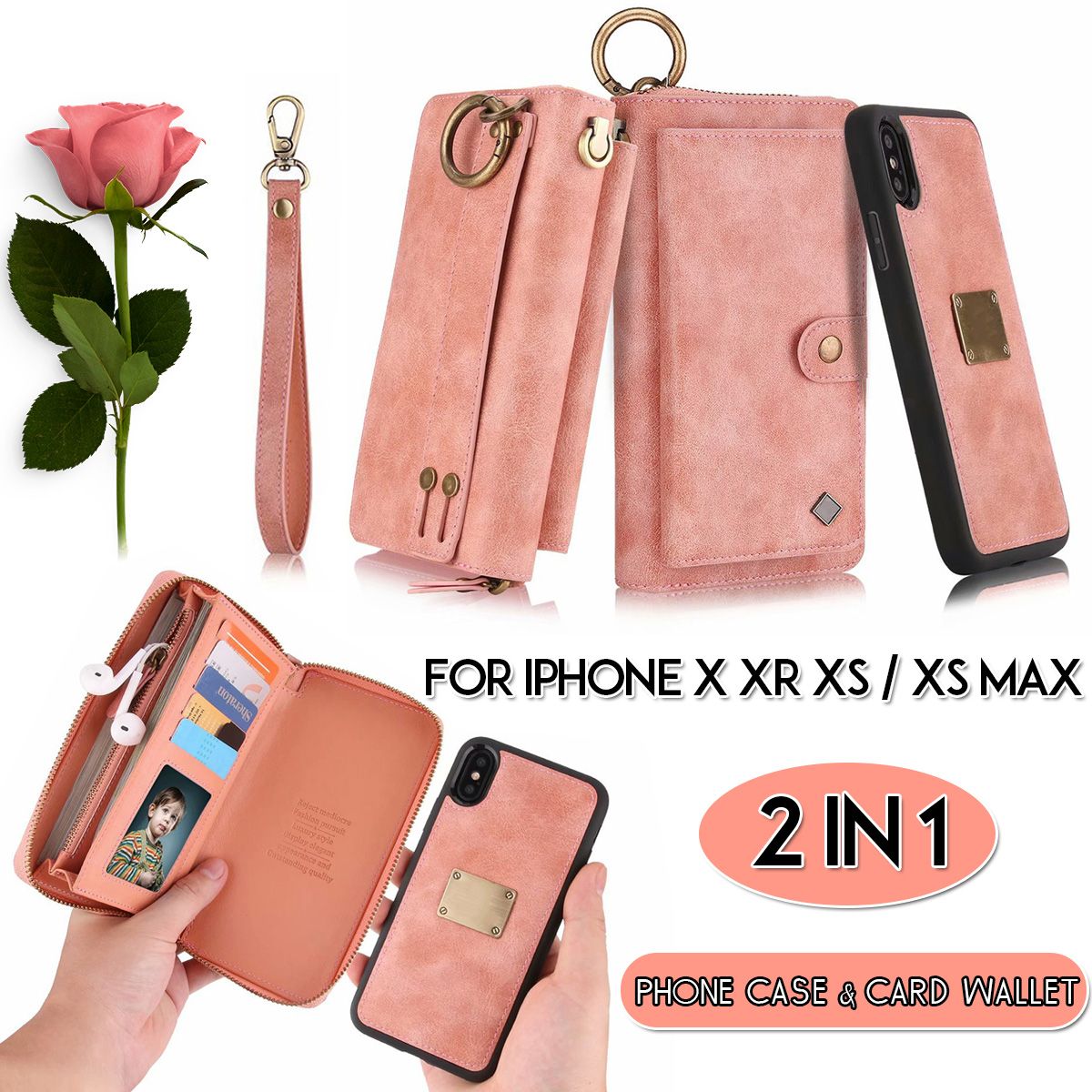 Pick for you 2 in 1 Wristlet Phone Case Card Wallet For IPhone X XR XS / XS MAX