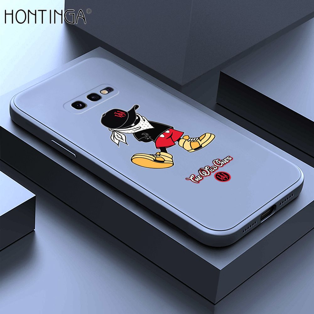 Hontinga for Samsung Galaxy S10e Case Cartoon Masked Mouse Phone Case Soft Square Edge Silicone Cases Full Lens Cover Shockproof Protection Cover