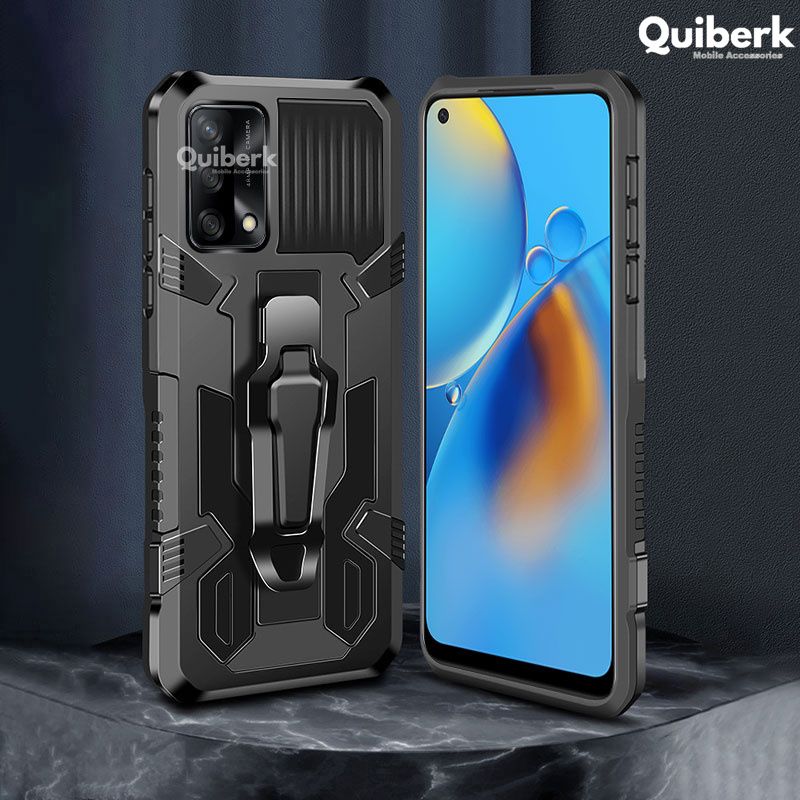 Quiberk for OPPO F19 / OPPO A95 4G Shockproof Armor Case Belt Buckle Stand Sports Hard Cover