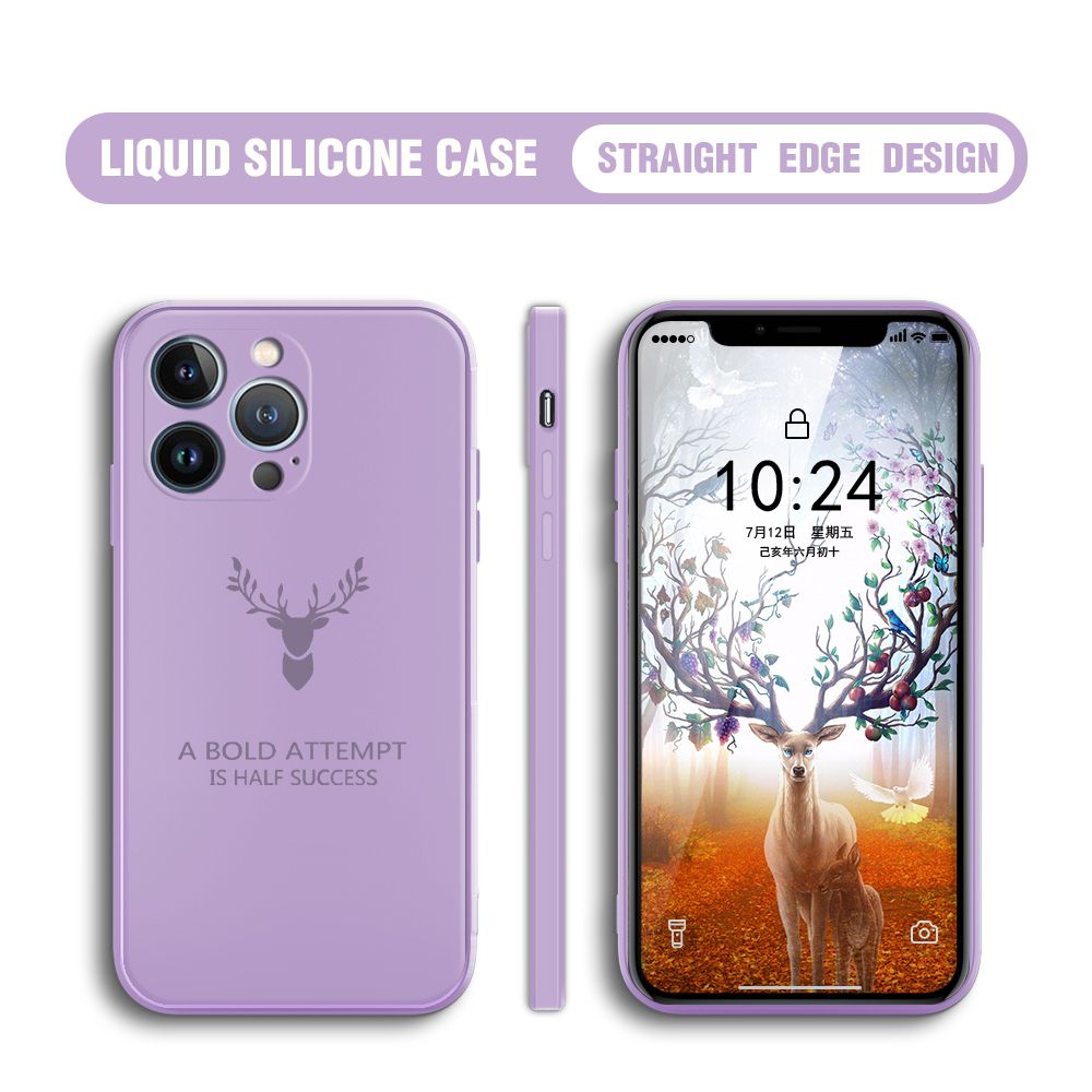 BILI for iPhone 13 Pro Back Cover Simple Antlers Ultra Thin Soft Luxury Square Multicolor Liquid Silicone Phone Case