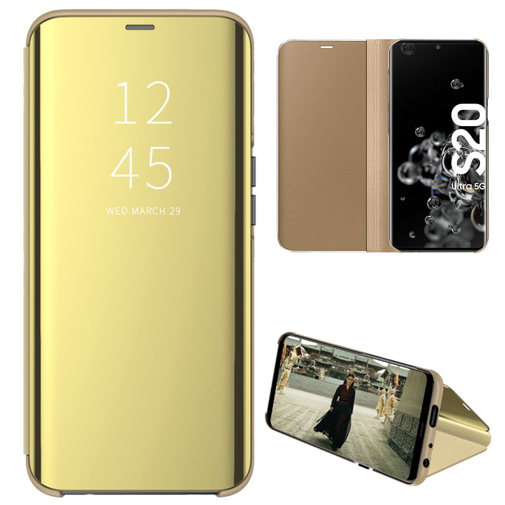 Smart Mirror Flip Phone Case For Samsung Galaxy S20 Ultra View PU Leather Stand Protective Cover