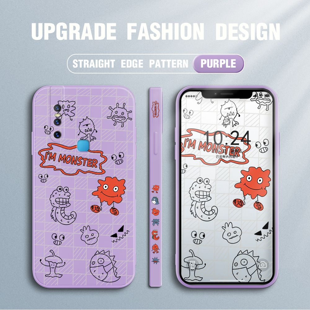 Jizetin for Vivo V15 Case Side Design Phone Cover Printed Text “I Am Monster ” Cover Square Edge Pattern Liquid Silicone Trend Case