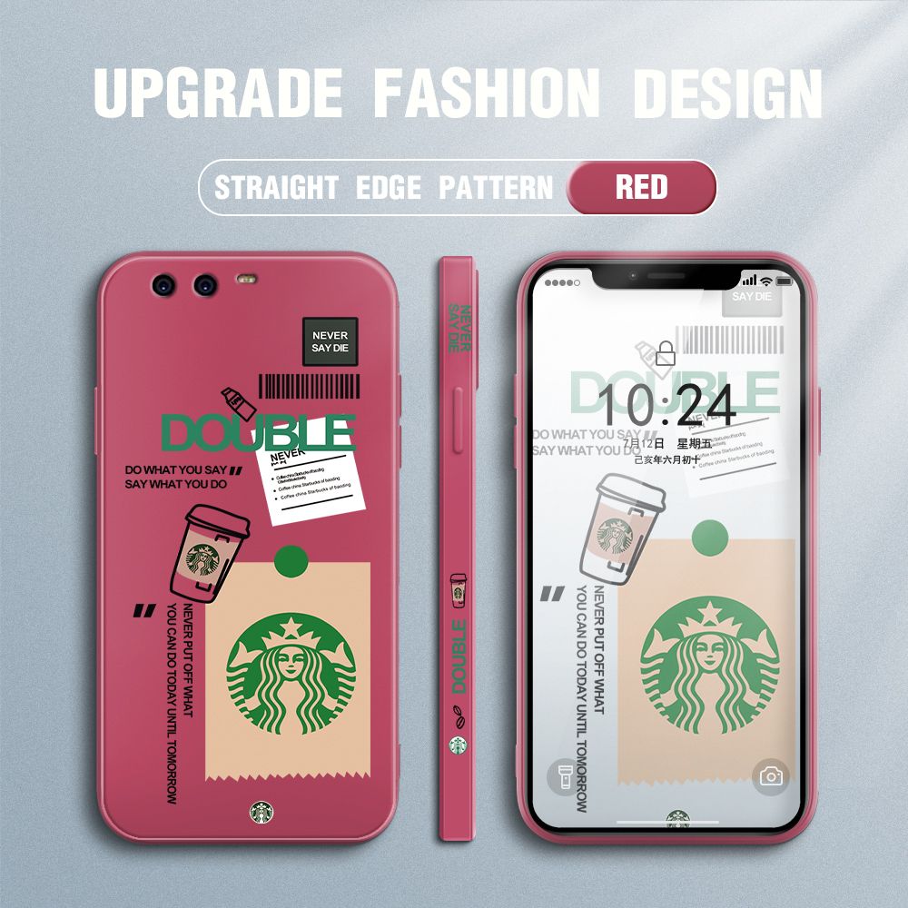 Jizetin for Huawei P10 Plus Back Cover Creative Coffee Brand Side Design Liquid Silicone Phone Case Soft Full Camera Protect Phone Cases