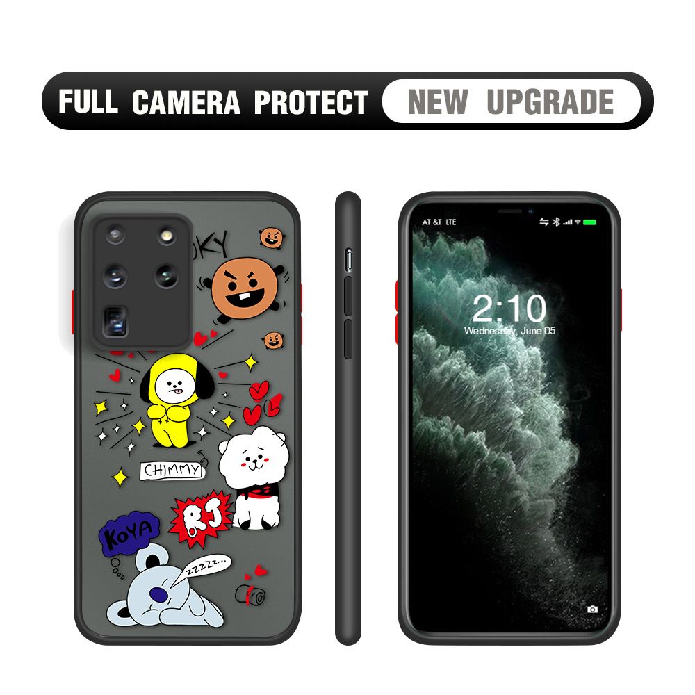 Hontinga for Samsung S20 Ultra Case Cute Cartoon Animals Camera Shockproof Protection Casing Edge Frosted Transparent Phone Cover