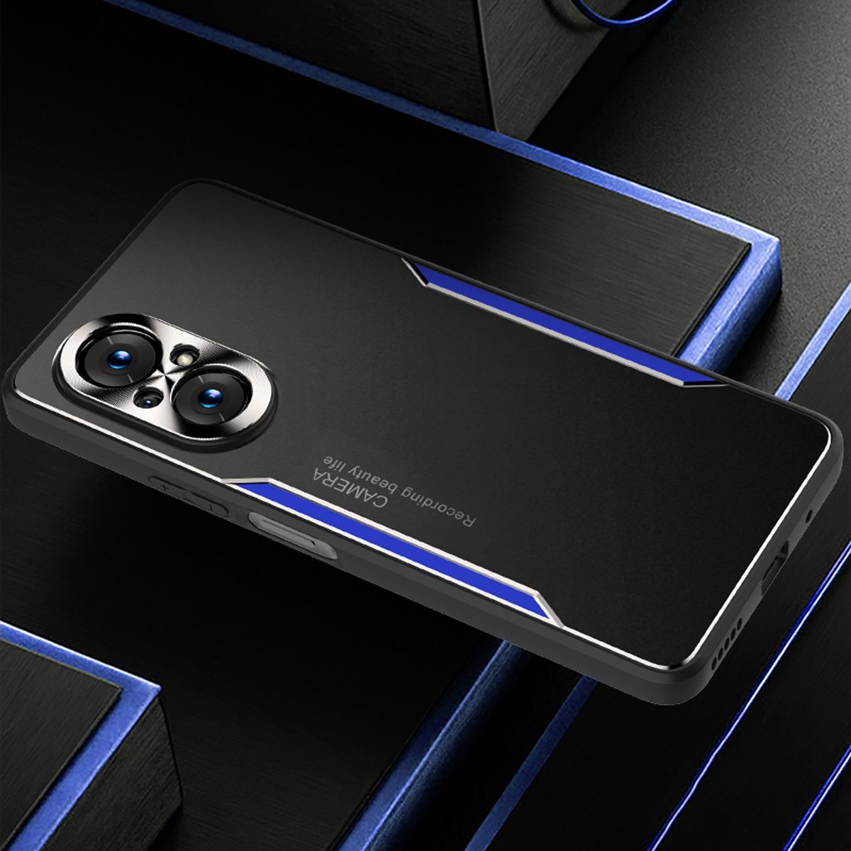 For Honor 50 Pro Electroplated Metal Back Panel Soft TPU Bumper Double Shockproof Protective Cover Compatible case