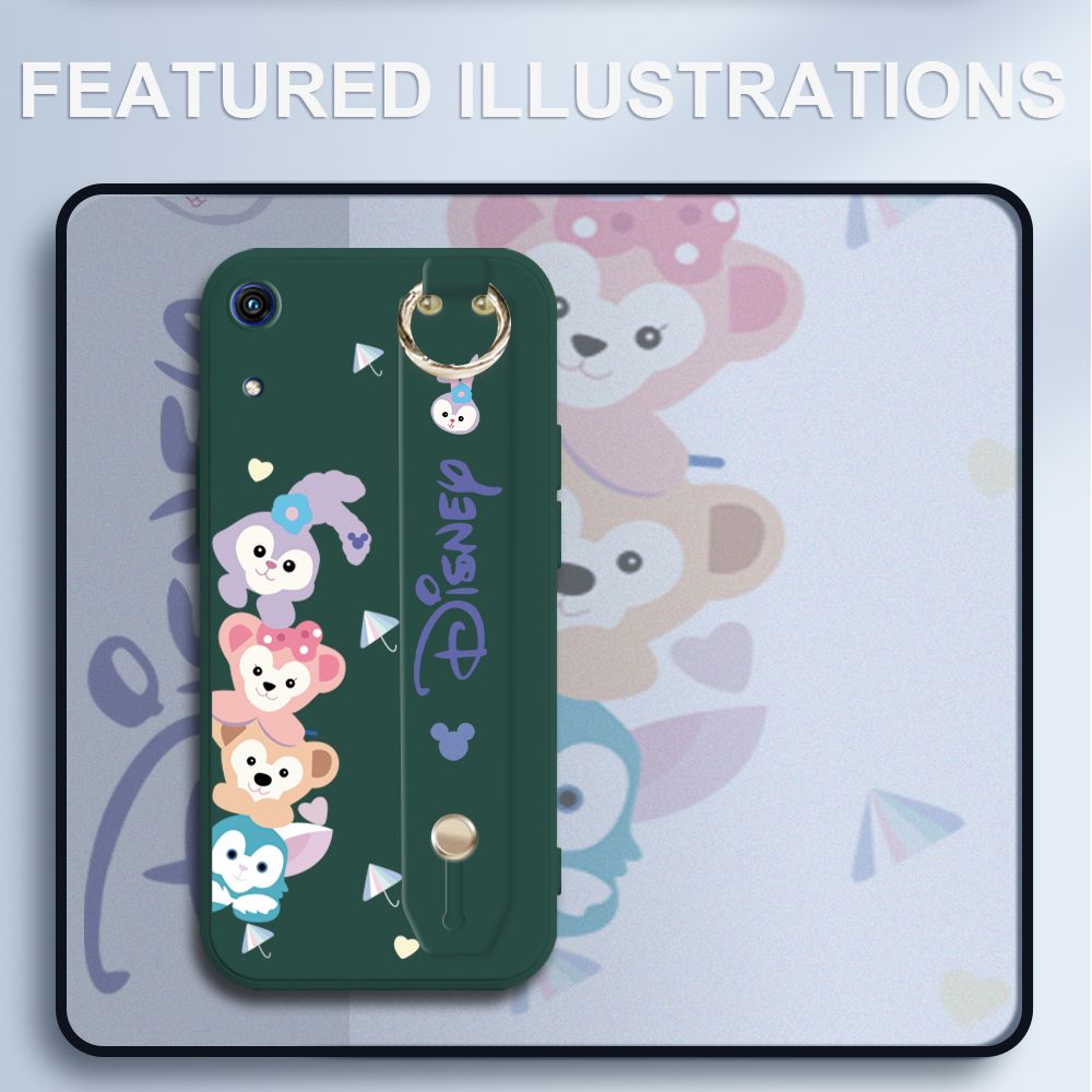 UCUC for Huawei Y6 Pro 2019 Wrist Strap Case Creative Cartoon Cute Bunny Cover Ultra Thin Anti Fall Liquid Silicone Phone Case