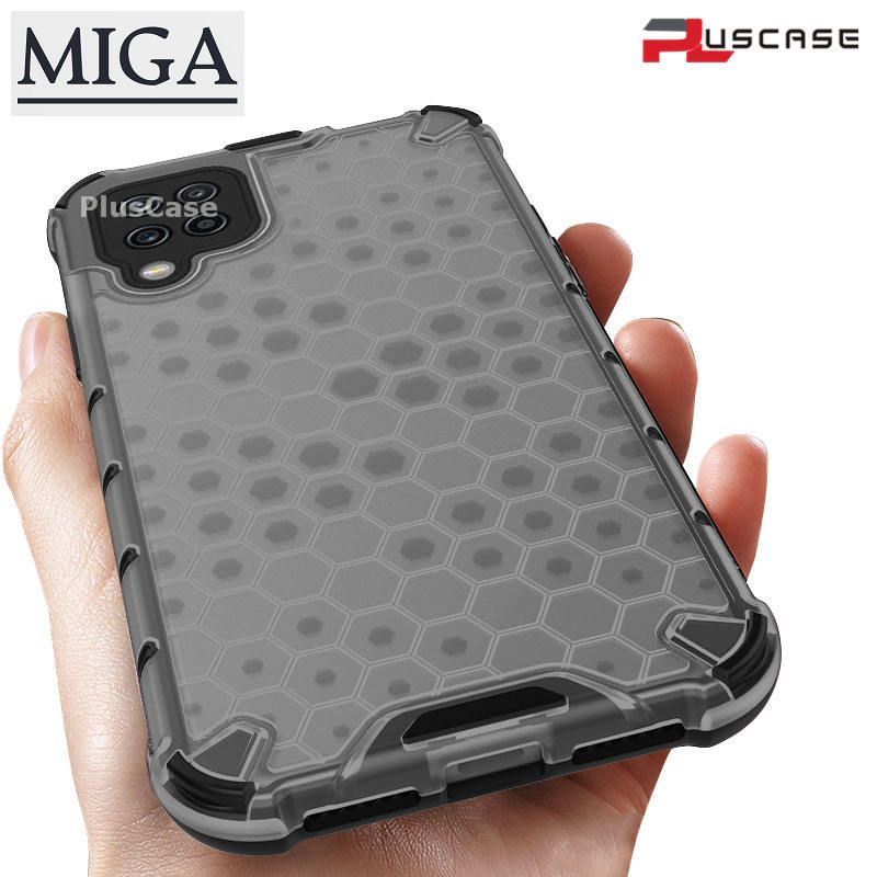 PlusCase for Samsung Galaxy M12 Shockproof Case Clear Armor Hybrid Rugged Impact Protective Casing