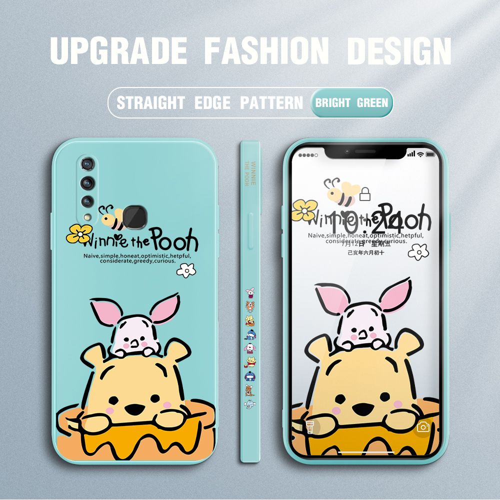 Jizetin for Vivo Z1 Pro Case Side Design Phone Cover Lovely Cartoon Pooh Bear Cover Square Edge Pattern Liquid Silicone Trend Case