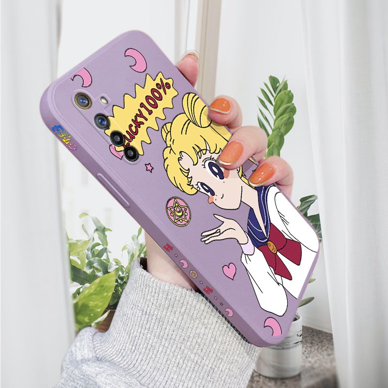 AMORVOR for Realme 6/Narzo Back Cover Anime Super Sailor Moon Side design Soft Case Liquid Silicone Phone Cases
