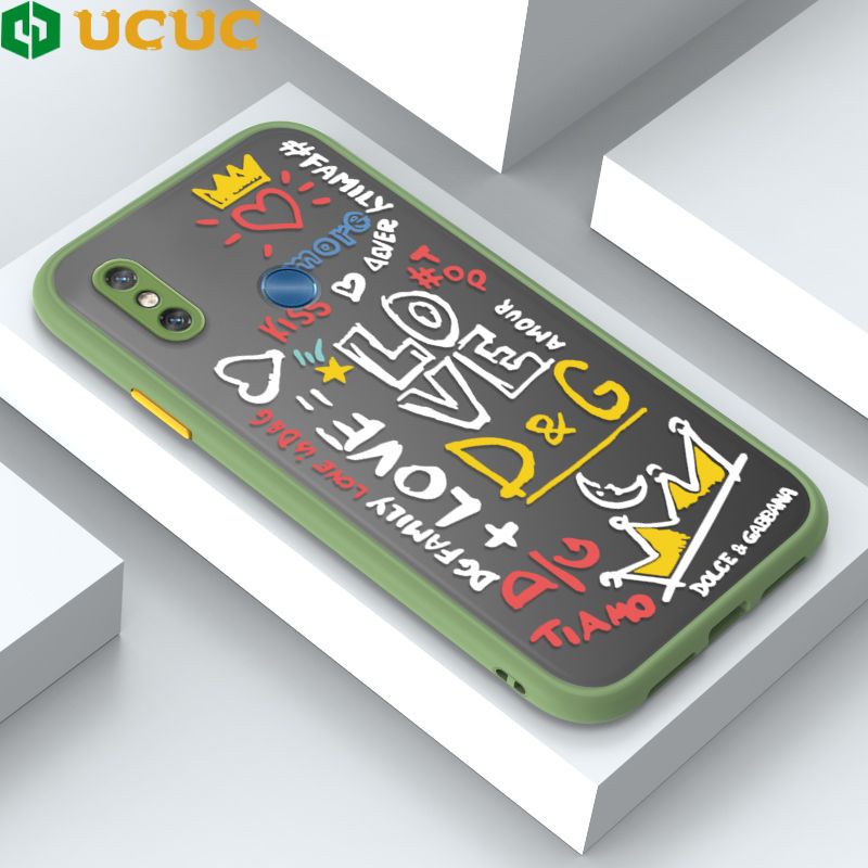 UCUC for Xiaomi 8 Back Cover LOVE Graffiti Frosted Transparent Hard Phone Case Thin Shockproof Full Cover Camera Protect Case