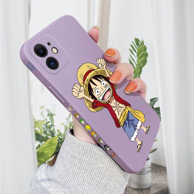 AMORVOR for iPhone 11 Back Cover Anime One-Piece Luffy Side design Soft Case Liquid Silicone Phone Cases
