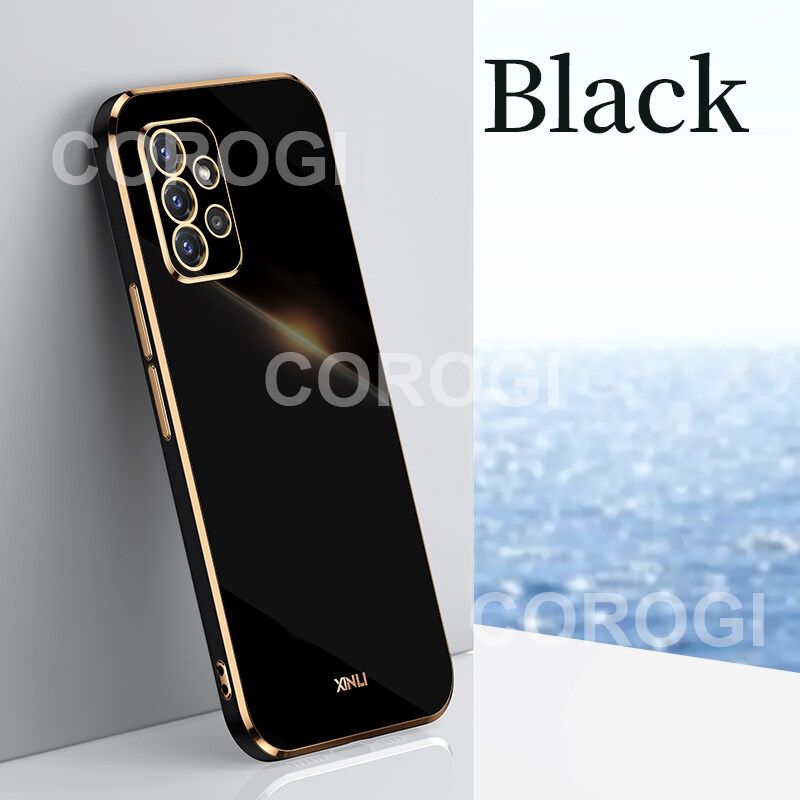 For Samsung Galaxy A52 Back Cover Fashion Shiny Plating Square Bumper Camera Protection Case Soft Silicone Shockproof Protective Mobile Phone Cases