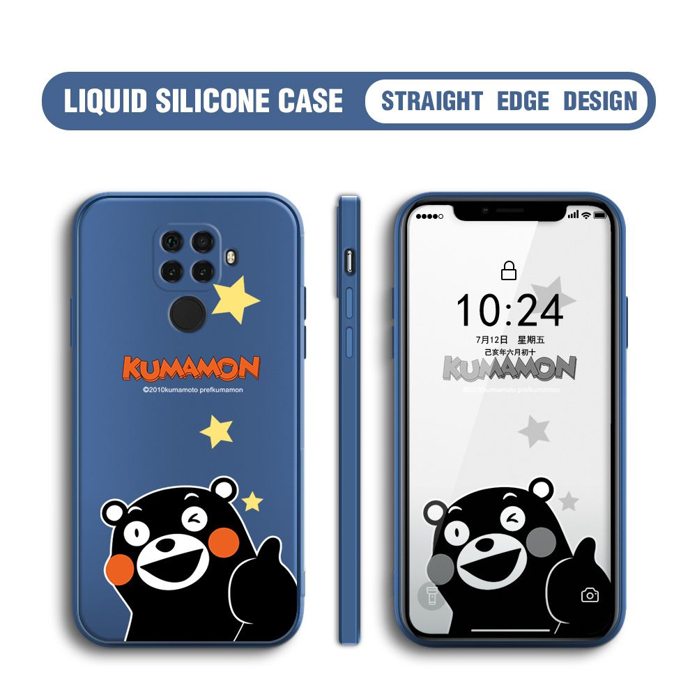 BILI for Huawei Nova 5i Pro / 5Z Back Cover Black Bear Multicolor Liquid Silicone Phone Case Soft Square Lens Protection Phone Cases