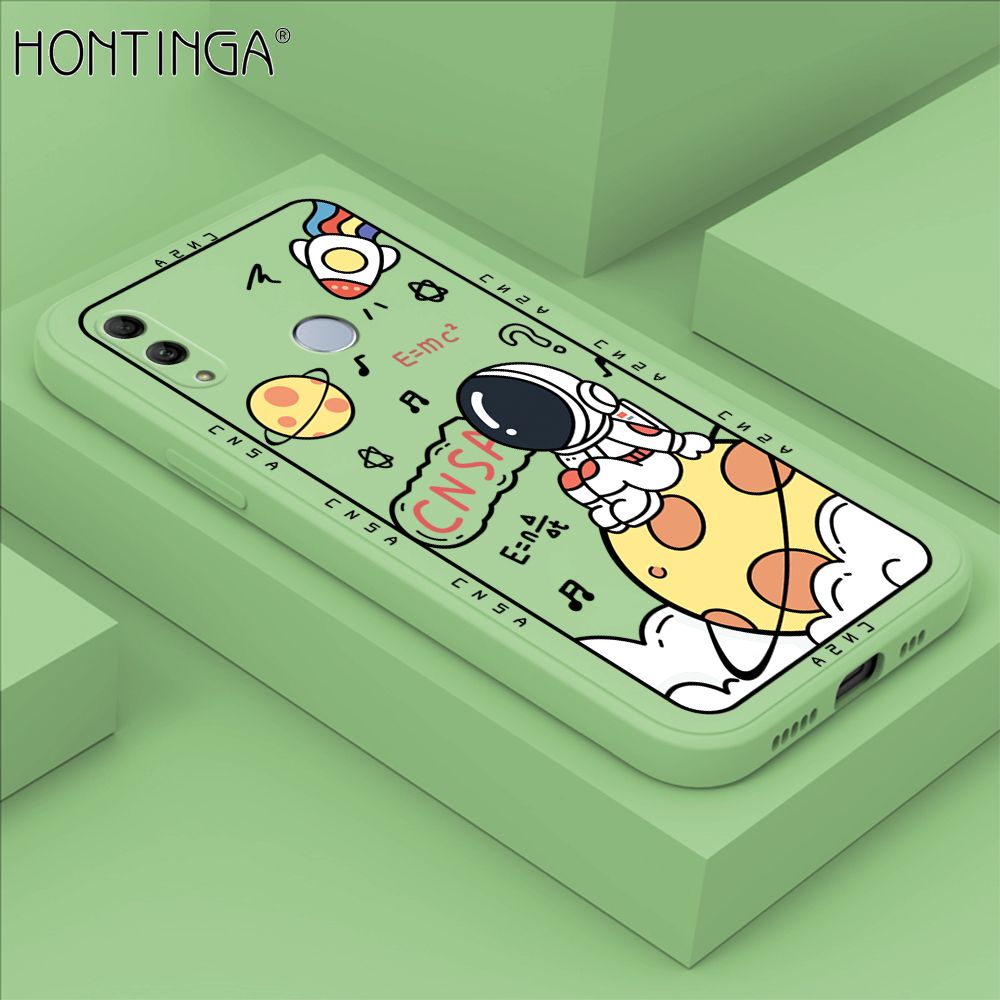 Hontinga for Honor 10 Lite Case Cartoon Astronauts Phone Case Phone Case Soft Square Edge Silicone Cases Full Lens Cover Shockproof Protection Cover
