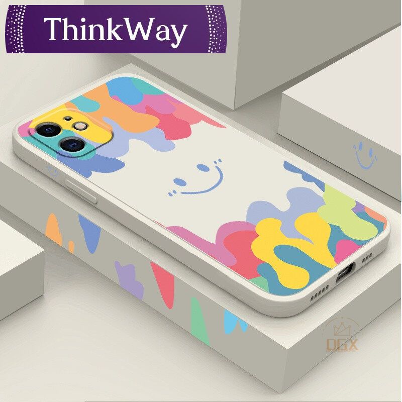 Casing Vivo Y20i Y12i Y12s Y20s Y30i Y11  Y15 Y17 Y19 Y53 Y85 Y50 Vi vo Y91 Y93 Y91i Y91c V9 Square Silicone Colorful Ice Cream Color Smiley Soft TPU Case DGX