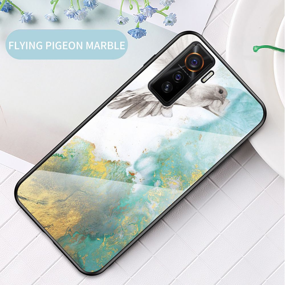 Case for Vivo IQOO 5 5G Tempered Glass Protective Layer on the Back and TPU Bumper Anti+shock Shock Absorption Protective Cover