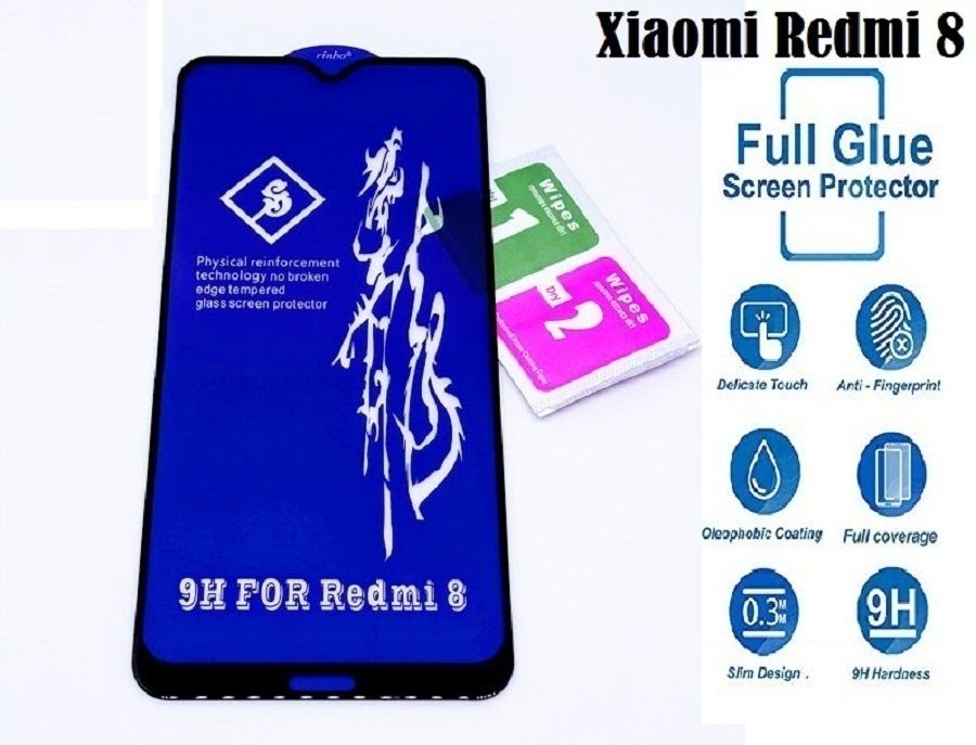 For Xiaomi Redmi 8 Tempered Glass Screen Protector Rinbo 9H Hardness (Better than 11D /21D)-Black