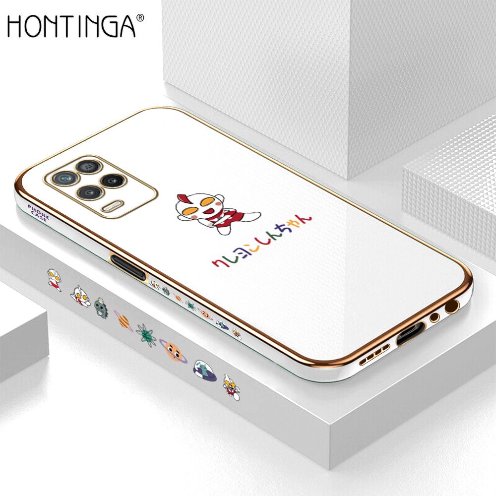 Hontinga for Realme 8 5G Case Luxury 6D Plating Soft Casing Silicone Square Frame Phone Cover Shiny Bling Side Print Cartoon Childhood Memories Cases