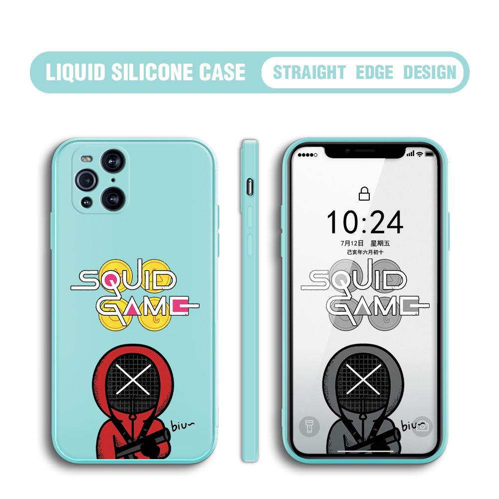 Jizetin for OPPO Find X3 Case Fashion Cartoon Judge Role Phone Cover Square Liquid Silicone Trend Phone Case