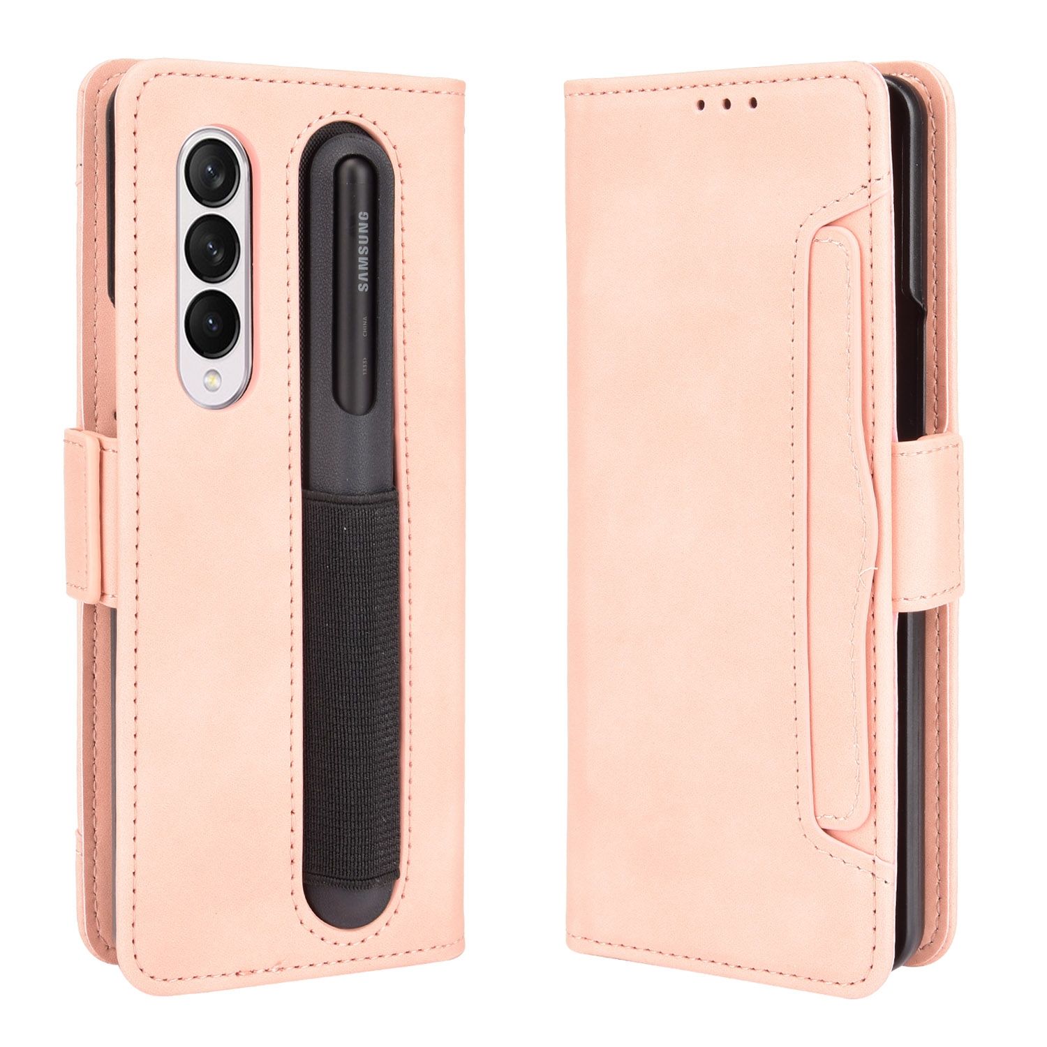 For Samsung Galaxy Z Fold3 5G Skin Feel Calf Pattern Horizontal Flip Leather Case with Holder & Card Slots & Photo Frame & Pen Slot