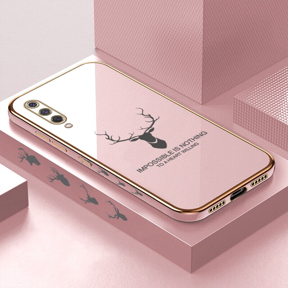 Luxury 6D Plating Case for Xiaomi 9 Alphabet Lucky Deer Side Pattern Back Cover Soft Silicone Square Frame Shiny Bling Phone Cases + Free Lanyard