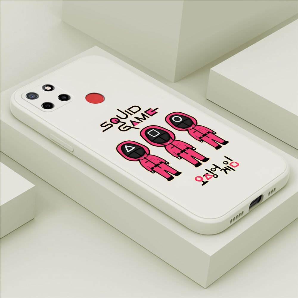 ZeroQiQi for Realme Narzo 30A Case Trend Cartoon Korean Squid Phone Cover Liquid Silicone Case Phone Protective Case