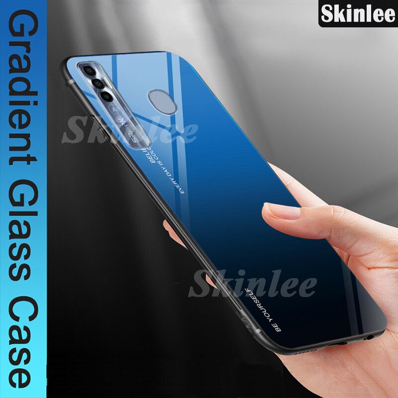 Phone Case Tecno Spark 7 Pro Tempered Glass Protector Cases for Tecno Spark7 Pro Phone Cover Cases Aurora Mirror Back Cover