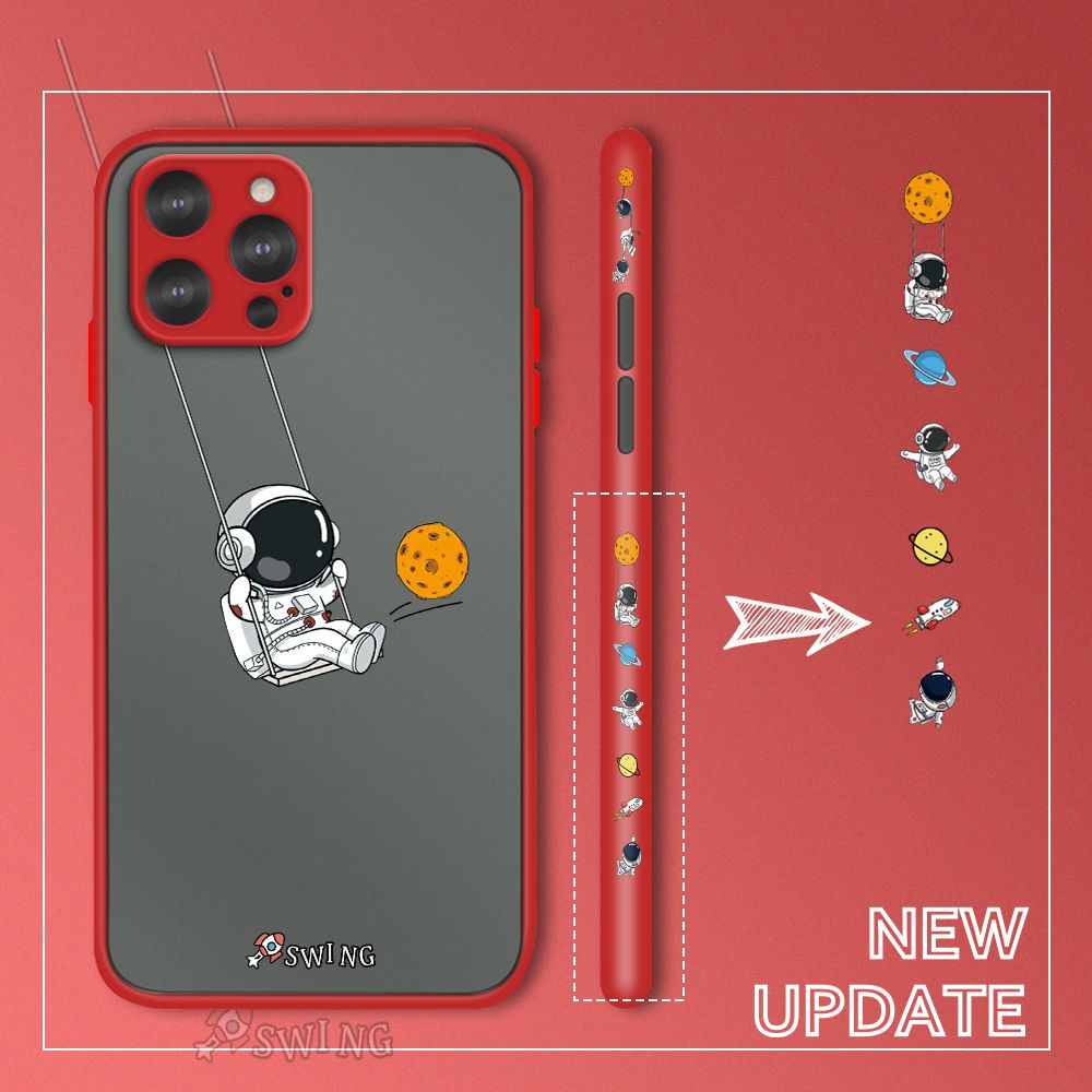 UCUC for iPhone 12 Pro Back Cover Swing Astronaut Side Printed Design Phone Case Ultra Thin Frosted Cover Shockproof Phone Cover