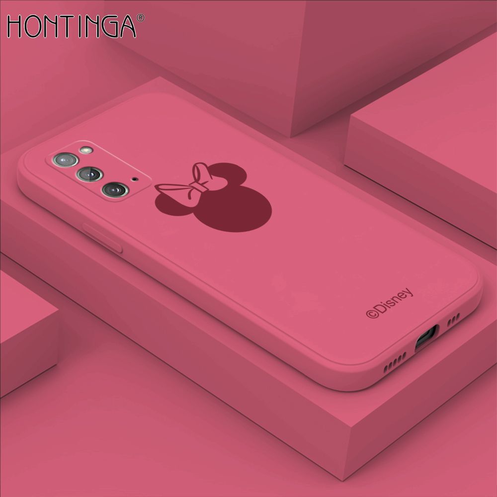 Hontinga for Samsung Galaxy Note 20 Case Cartoon Mouse Phone Case Soft Square Edge Silicone Cases Full Lens Cover Shockproof Protection Cover