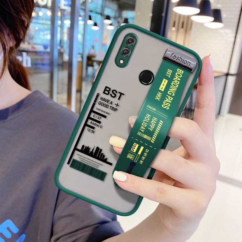 UCUC for Honor 8X Wrist Strap Case Creative Printing City Landscape Wristband Printing Cover Shockproof Frosted Phone Case