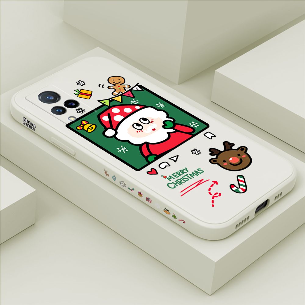 ZeroQiQi for Vivo V21 Case Santa Claus Christmas Gifts Side Printing Cases Soft Liquid Silicone Phone Cover