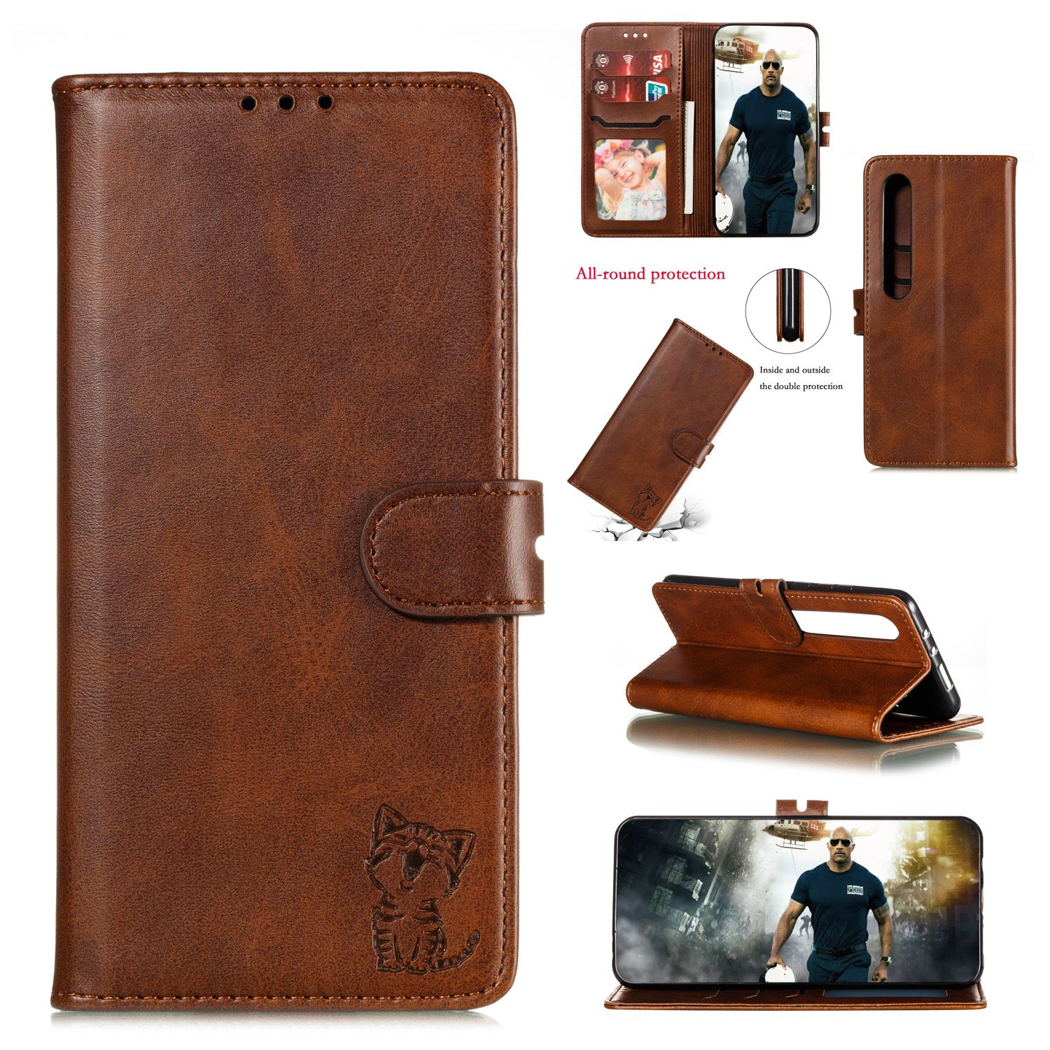 For XiaoMI 10 Pro Mobile Phone Cover PU Leather Front Buckle Smart Shell Anti-fall Phone Case Style