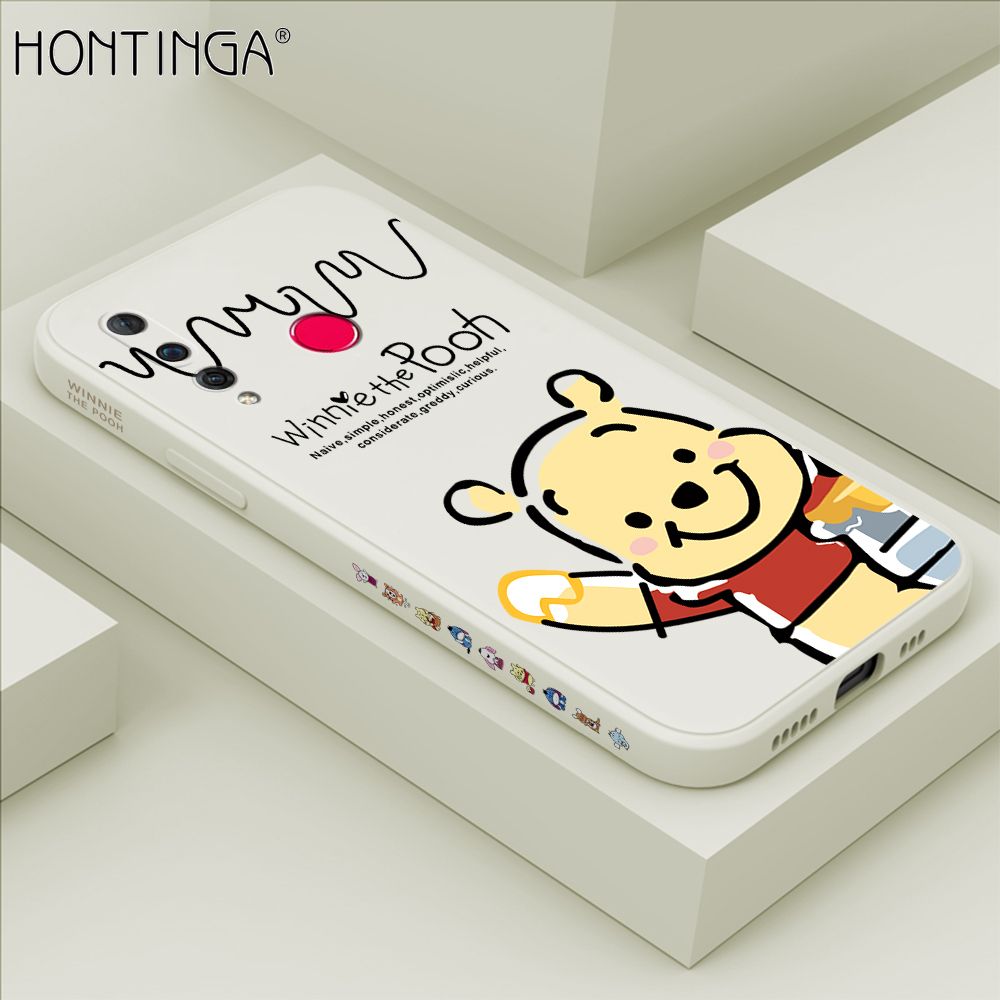 Hontinga for Huawei Nova 4 Case Side Design Hello Little Bear Back Cover Soft Square Edge Pattern Liquid Silicone Trend Phone Cases