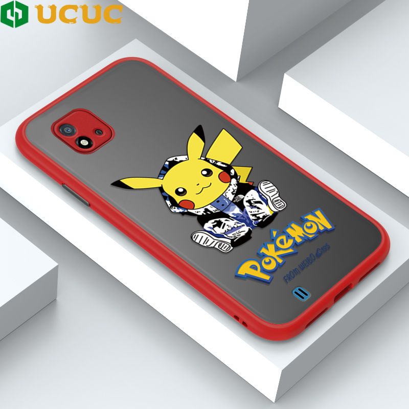 UCUC for Realme C20A / Realme C20 / Realme C11 2021 Back Cover Wrapped Pikachu Frosted Transparent Hard Phone Case Thin Shockproof Full Cover Camera Protect Case