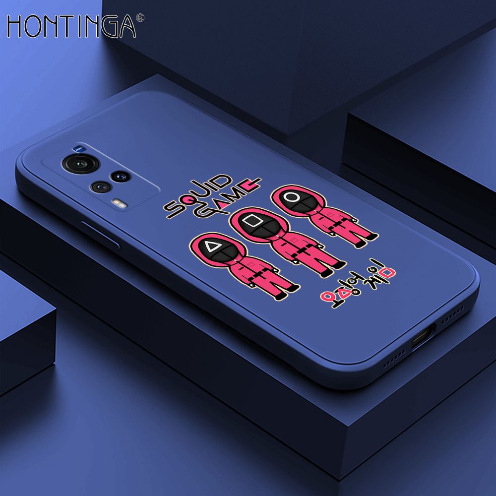 Hontinga for Vivo X60 5G Case Trend Cartoon Korean Squid Phone Cover Liquid Silicone Case Phone Protective Case