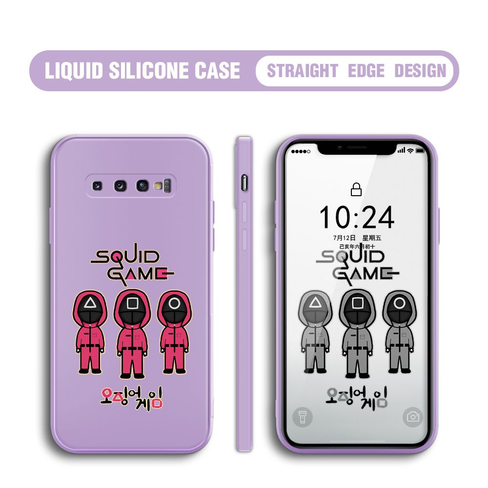 Jizetin for Samsung Galaxy S10 Plus Case Trend Cartoon Korean Squid Phone Cover Liquid Silicone Case Phone Protective Case