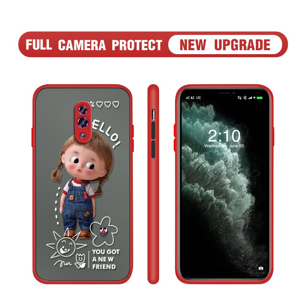 Hontinga for OPPO Reno Case Cute Cartoon Little Girl Cover Camera Shockproof Protection Case Edge Frosted Transparent Phone Cover