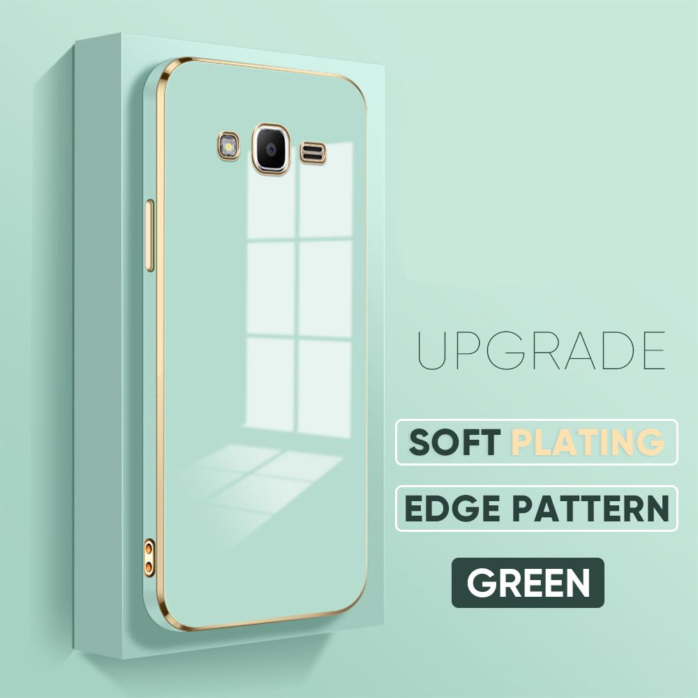 TA for Samsung J2 Prime Back Cover + Free Lanyard Luxury 6D Plating Case Side Pattern Soft Silicone Square Mobile Phone Cases
