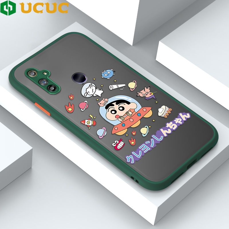 UCUC for Realme C3 Back Cover Spaceship Shinchan Frosted Transparent Hard Phone Case Thin Shockproof Full Cover Camera Protect Case