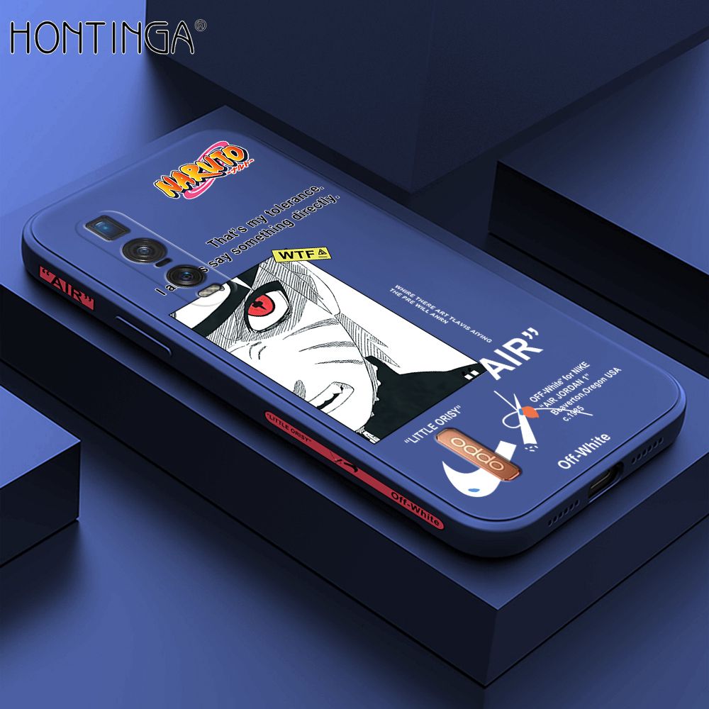 Hontinga for OPPO Find X2 Pro Case Side Design New Anime Naruto for Boys Back Cover Soft Square Edge Pattern Liquid Silicone Trend Phone Cases