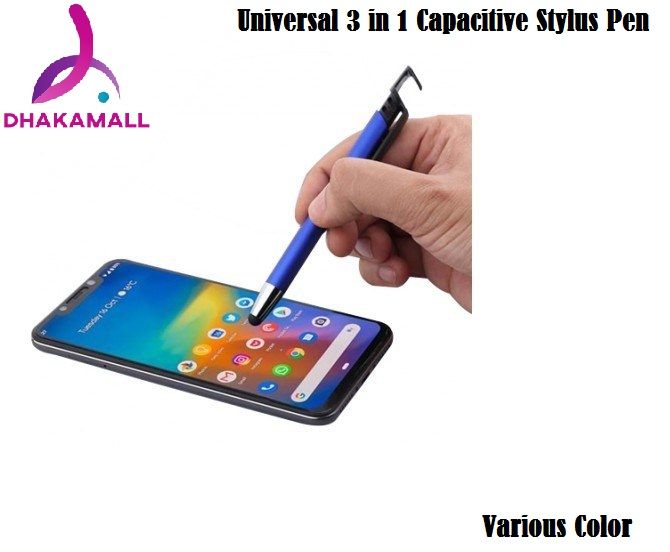 Universal 3 in 1 Capacitive Stylus Pen with Mobile Stand Holder, Writing Pen, Capacitive Pen for Mobile use, Compatible for Android Touch Screen